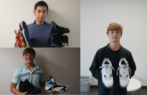 They Got Shoe Game: The students of Mount Michael show off their kicks. Top Left-Theodore Bunawan 23, Bottom Left- Andrew Tselentis 24, Right- Brian Ostrander 26.